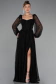 Robe de Soirée Longue Dantelle Noir ABU5334