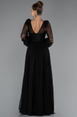 Robe de Soirée Longue Dantelle Noir ABU5334