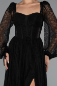 Robe de Soirée Longue Dantelle Noir ABU5334