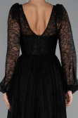 Robe de Soirée Longue Dantelle Noir ABU5334