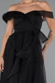 Robe de Soirée Devant Court Dos Long Noir ABO120