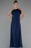 Robe de Soirée Longue Mousseline Bleu Marine ABU5351
