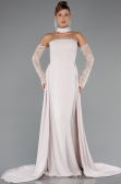 Robe de Soirée Longue Beige ABU5355