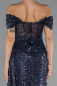 Robe de Soirée Longue Bleu Marine ABU5338