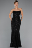 Robe de Soirée Grande Taille Longue Perlé Noir ABU5337