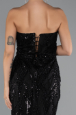 Robe de Soirée Grande Taille Longue Perlé Noir ABU5337