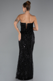 Robe de Soirée Grande Taille Longue Perlé Noir ABU5337