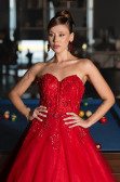 Robe de Fiançailles Design Personnalisé Longue Rouge ABU5341