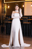 Robe de Soirée Longue Beige ABU5355