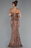 Robe de Soirée Longue Perlé Cuivre ABU5345