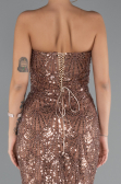 Robe de Soirée Longue Perlé Cuivre ABU5345