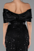 Robe De Soirée Midi Perlé Noir ABK2453