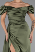 Robe De Fiançaille Satin Longue Kaki ABU1606