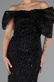 Robe de Soirée Longue Perlé Noir ABU5371