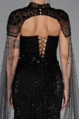 Robe de Soirée Longue Perlé Noir ABU5363