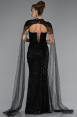 Robe de Soirée Longue Perlé Noir ABU5363