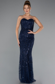 Robe de Soirée Longue Bleu Marine ABU4517