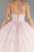 Robe de Fiançailles Design Personnalisé Longue Dantelle Poudre ABU5375