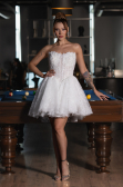 Robes de Mariage Mini Dantelle Blanc ABG164