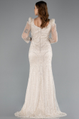 Robe de Soirée Longue Perlé Beige ABU5387