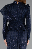 Robe De Soirée Voilée Longue Bleu Marine ABK2346