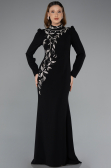 Tenue de Soirée Voilée Longue Noir ABU5393