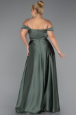 Robe Grande Taille Longue Satin Kaki ABU5346