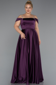 Robe Grande Taille Longue Satin Violet Foncé ABU5346