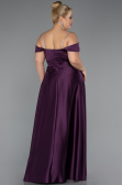 Robe Grande Taille Longue Satin Violet Foncé ABU5346