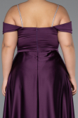 Robe Grande Taille Longue Satin Violet Foncé ABU5346