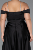Robe Grande Taille Longue Satin Noir ABU5346