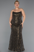 Robe De Fiançailles Grande Taille Longue Perlé Kaki ABU5347