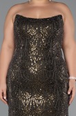 Robe De Fiançailles Grande Taille Longue Perlé Kaki ABU5347