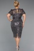 Robe De Invitation Grande Taille Midi Perlé Anthracite ABK2449