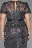 Robe De Invitation Grande Taille Midi Perlé Anthracite ABK2449
