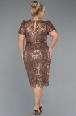 Robe De Invitation Grande Taille Midi Perlé Cuivre ABK2449