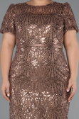 Robe De Invitation Grande Taille Midi Perlé Cuivre ABK2449