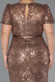 Robe De Invitation Grande Taille Midi Perlé Cuivre ABK2449