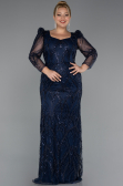 Robe de Soirée Longue Perlé Bleu Marine ABU5387