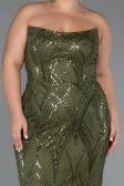 Robe de Soirée Grande Taille Longue Perlé Kaki ABU4789