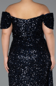 Robe De Soirée Grande Taille Squameuse Longue Bleu Marine ABU4863