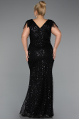 Robe De Soirée Grande Taille Longue Perlé Noir ABU5367