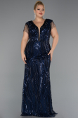 Robe Grande Taille Squameuse Longue Bleu Marine ABU5384