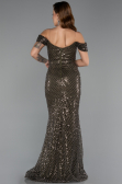 Robe de Soirée Longue Perlé Kaki ABU5401
