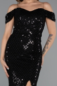 Robe de Soirée Longue Perlé Noir ABU5401