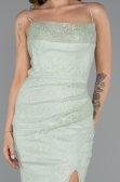 Robe de Soirée Longue Dantelle Menthe ABU5407