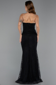 Robe de Soirée Longue Dantelle Noir ABU5407