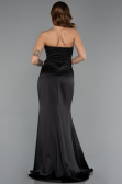 Robe de Soirée Longue Satin Noir ABU5417