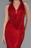 Robe de Soirée Longue Perlé Rouge ABU5403