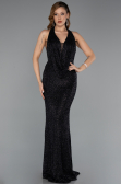 Robe de Soirée Longue Perlé Noir ABU5403